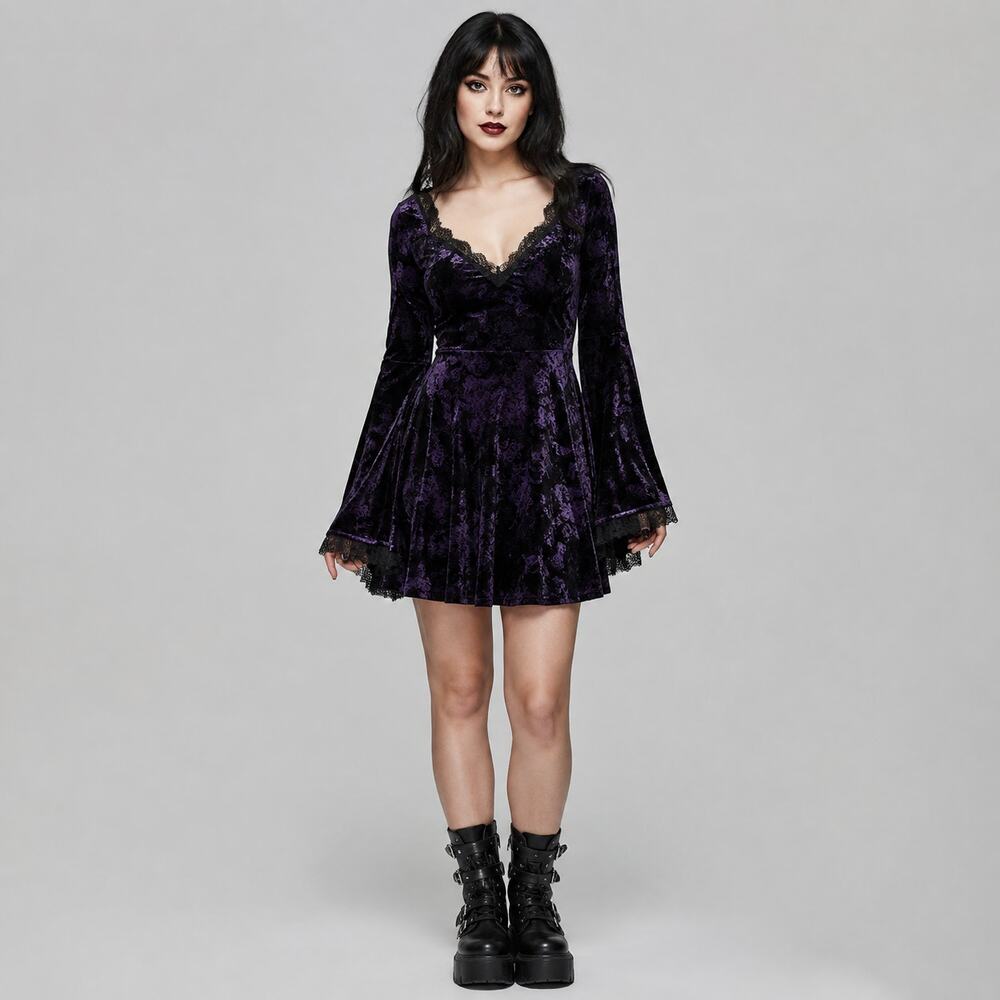 Killstar Duchess in Mourning Purple Velvet Occult Gothic Dress L